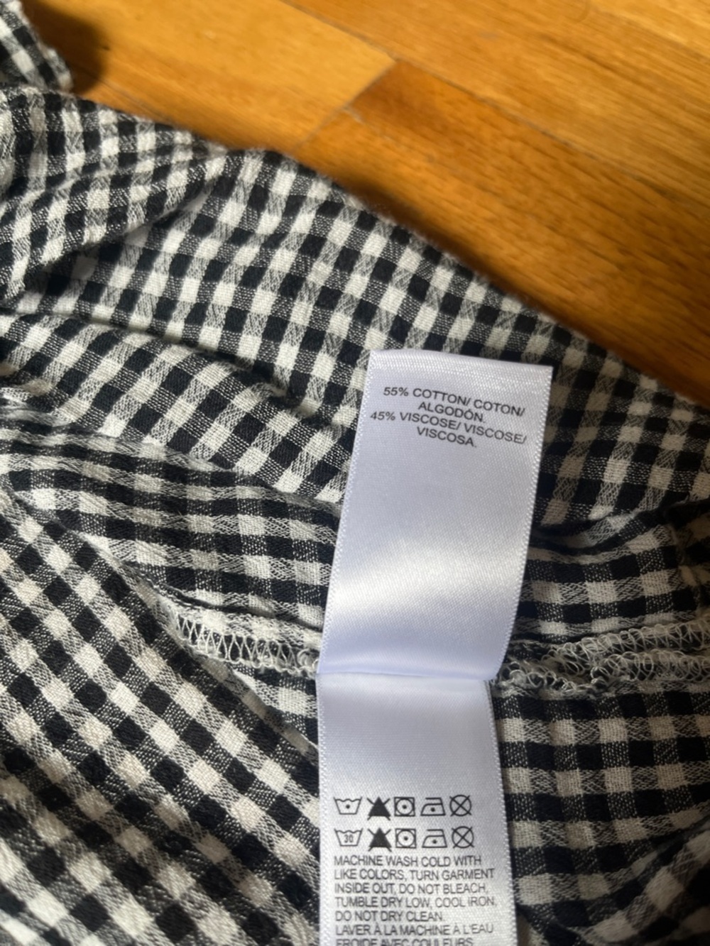 Lucky Brand Gingham Button Front Tie Top Womens M Black White - Picture 4 of 6